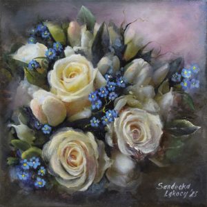 Obraz przedstawiający kwiaty malowane ręcznie - SandeckaArt